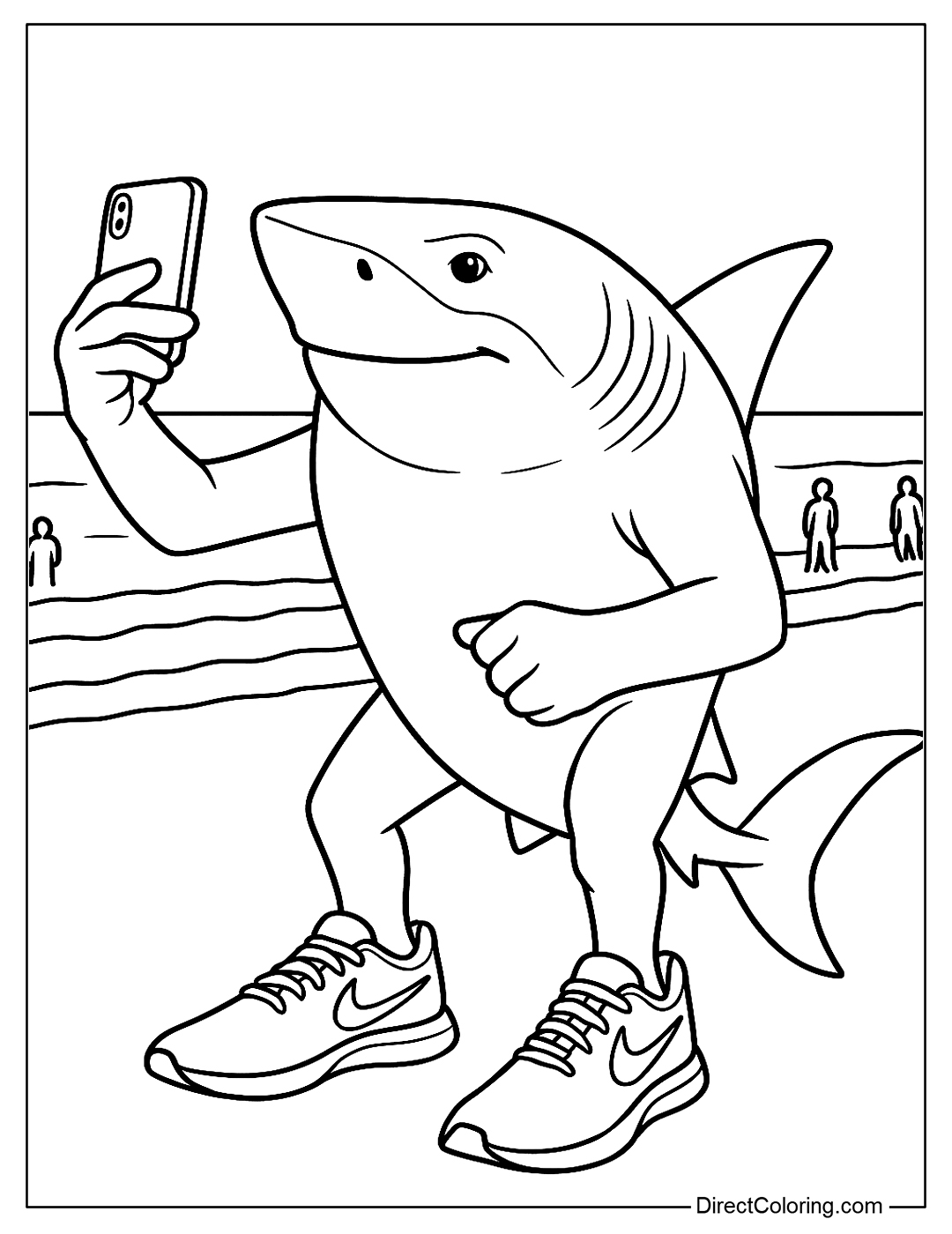 Tralalero Tralala Taking Pictures Coloring Page